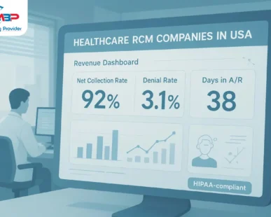 Dashboard showing revenue metrics for Healthcare RCM Companies in USA