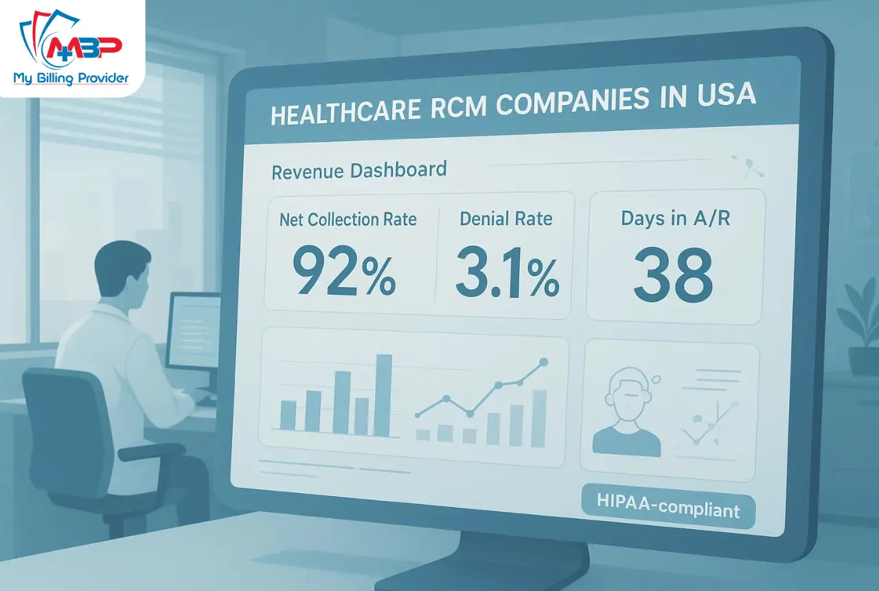 Dashboard showing revenue metrics for Healthcare RCM Companies in USA